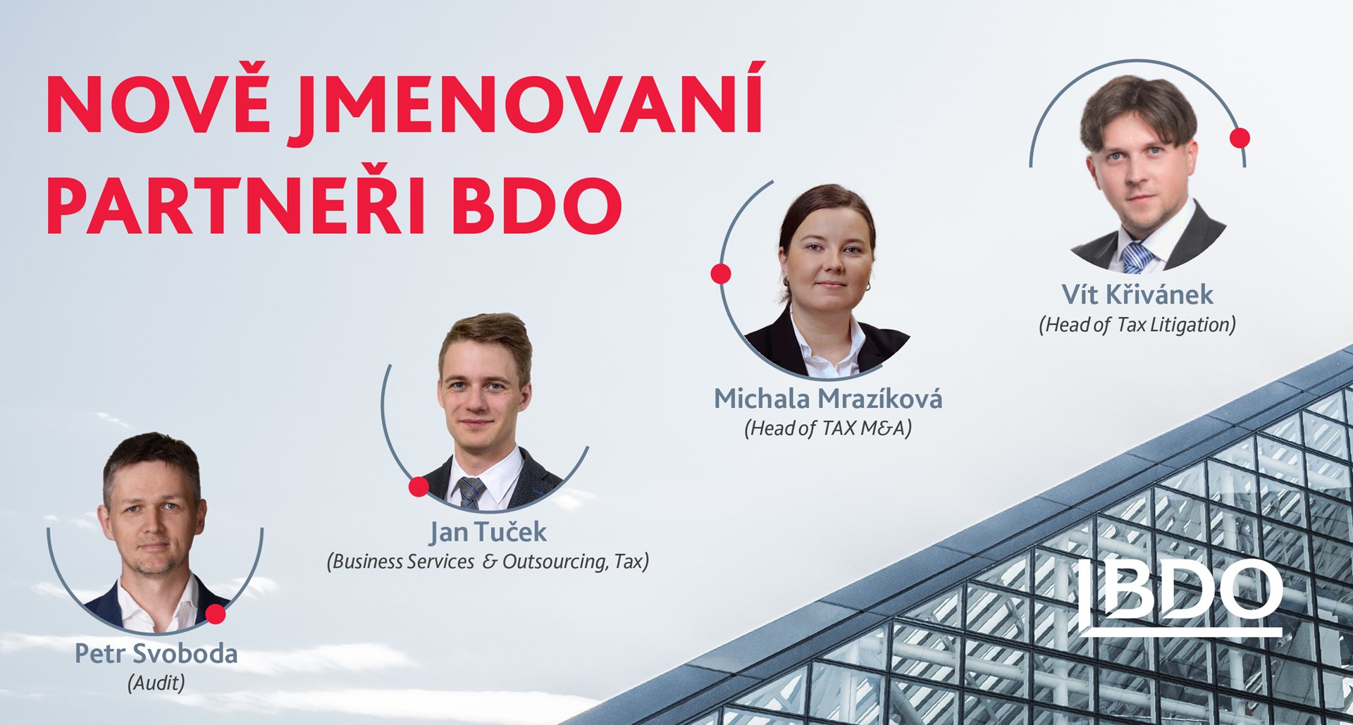 Poradenská společnost BDO jmenovala čtyři nové partnery Patrneři BDO